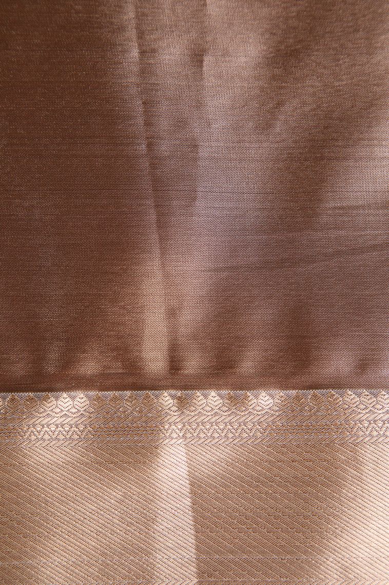 Tawny Brown Apoorva Silk Sarees with Gold And Silver Zari Floral Patterns view 3