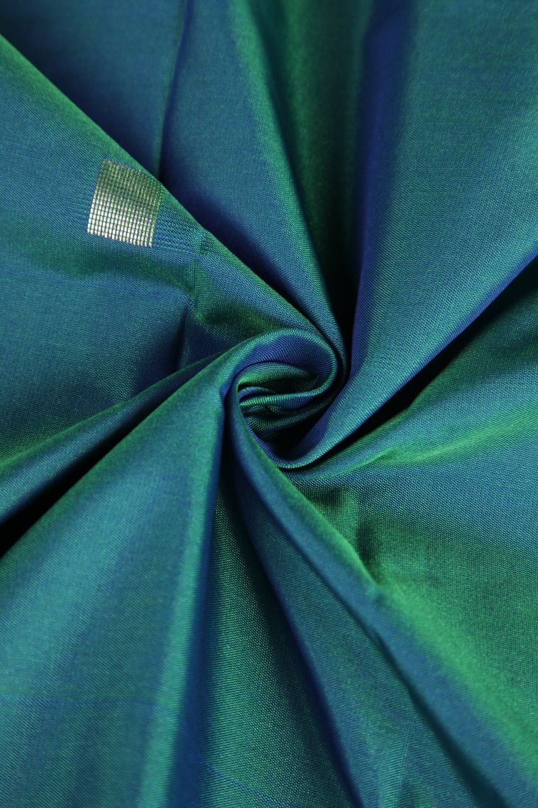 Teal Blue Arani Silk Sarees Gold Zari with Geometric Shapes view 4