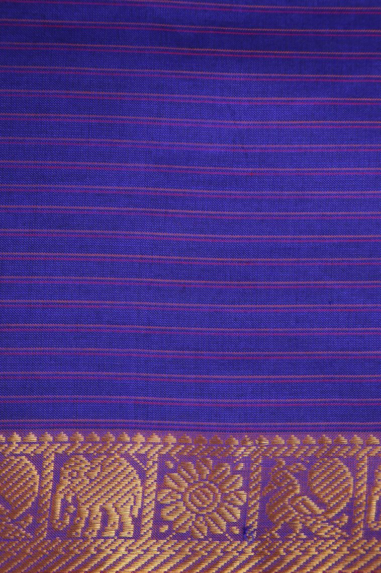 Fern Green Poly Cotton Sarees Gold Zari with Checks view 3