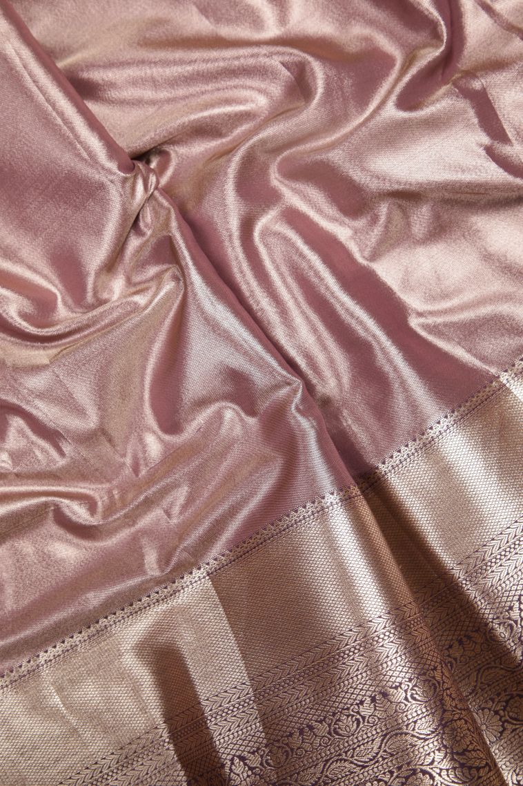 Merigold Orange Apoorva Silk Sarees with Gold And Silver Zari Leaf Pattern view 3