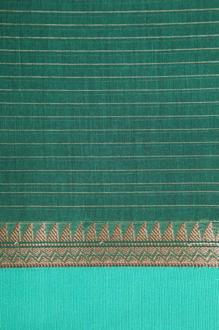 Indigo Blue Silk Cotton Sarees with Copper Zari Floral Patterns view 3
