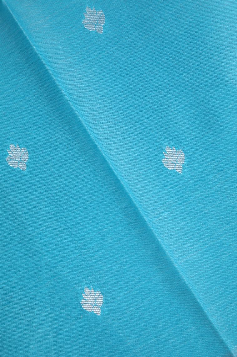 Arctic Blue Visiri Madippu Silk Sarees with Silver Zari Manga view 3