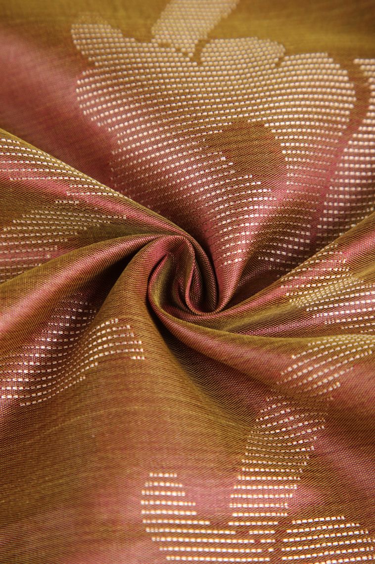 Tortilla Brown Organza Saree with Silver Zari Floral Patterns view 4