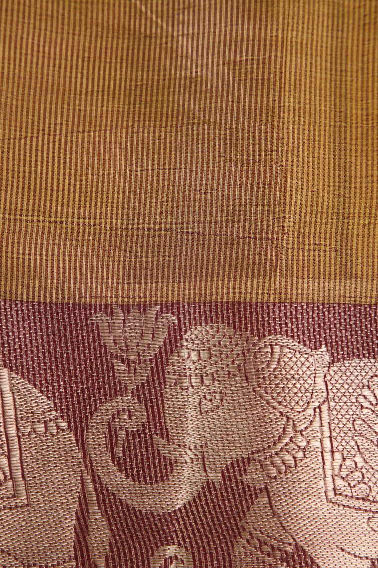 Tortilla Brown Organza Saree with Silver Zari Floral Patterns view 3