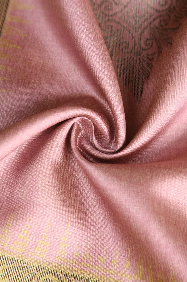 Lemon Yellow Semi Tussar Silk with Antic Zari Floral Patterns view 4