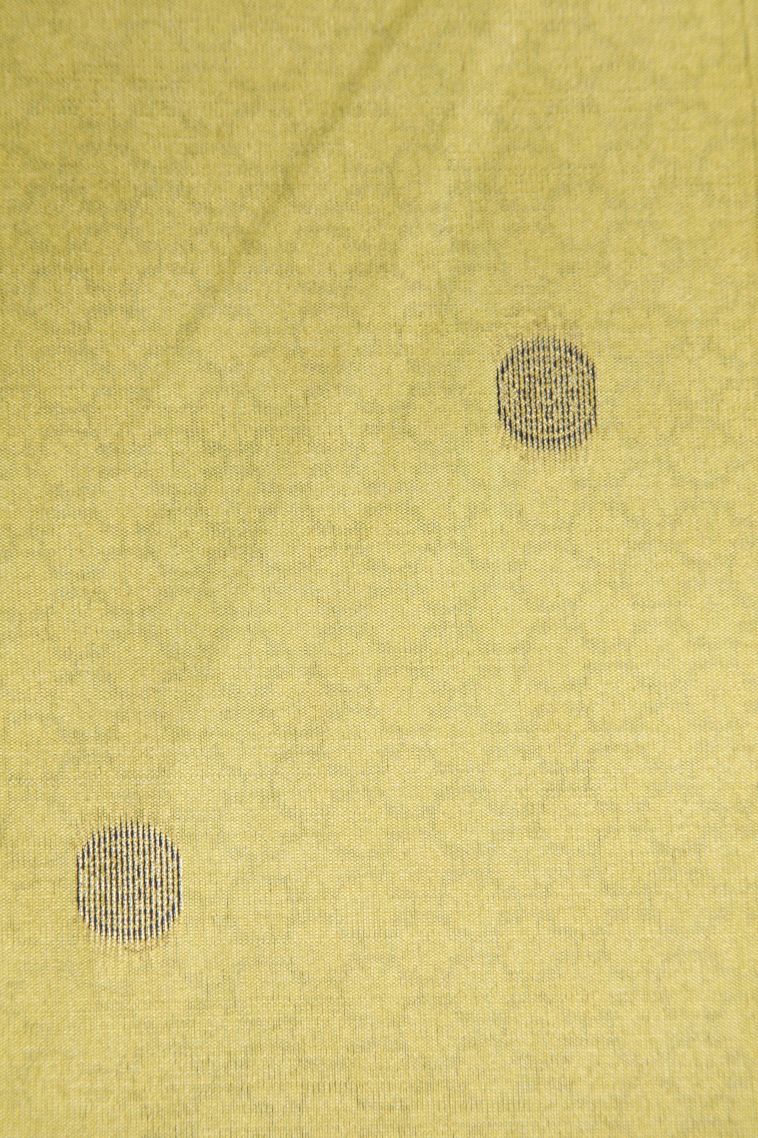 Lemon Yellow Semi Tussar Silk with Antic Zari Floral Patterns view 3