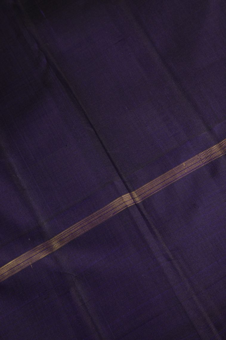 Arctic Blue Kanchipuram Silk Sarees Gold Zari with Checks view 3