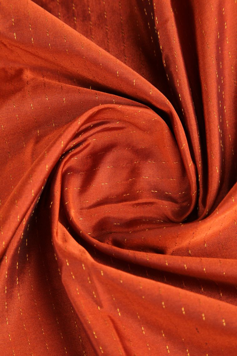Marmalade Orange Arani Silk Sarees Gold Zari with Stripes view 4