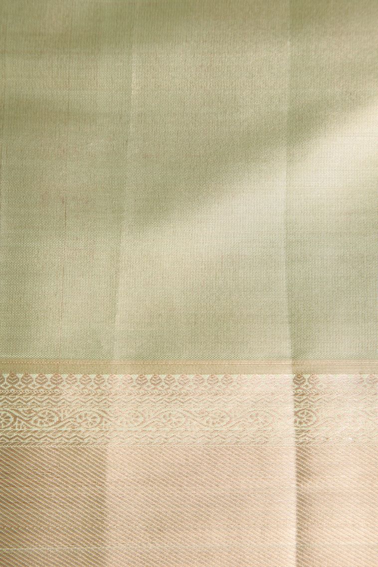 Pista Green Apoorva Silk Sarees with Gold Zari Floral Patterns view 3