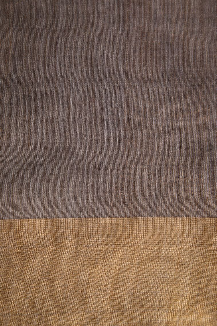 Coffee Brown Jute Sarees with Gold Zari Plain view 3