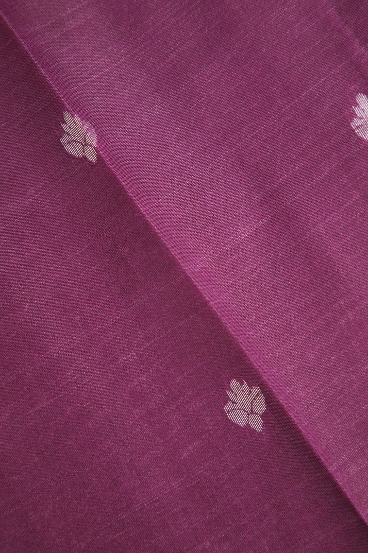 Flamingo Pink Visiri Madippu Silk Sarees with Silver Zari Manga view 3