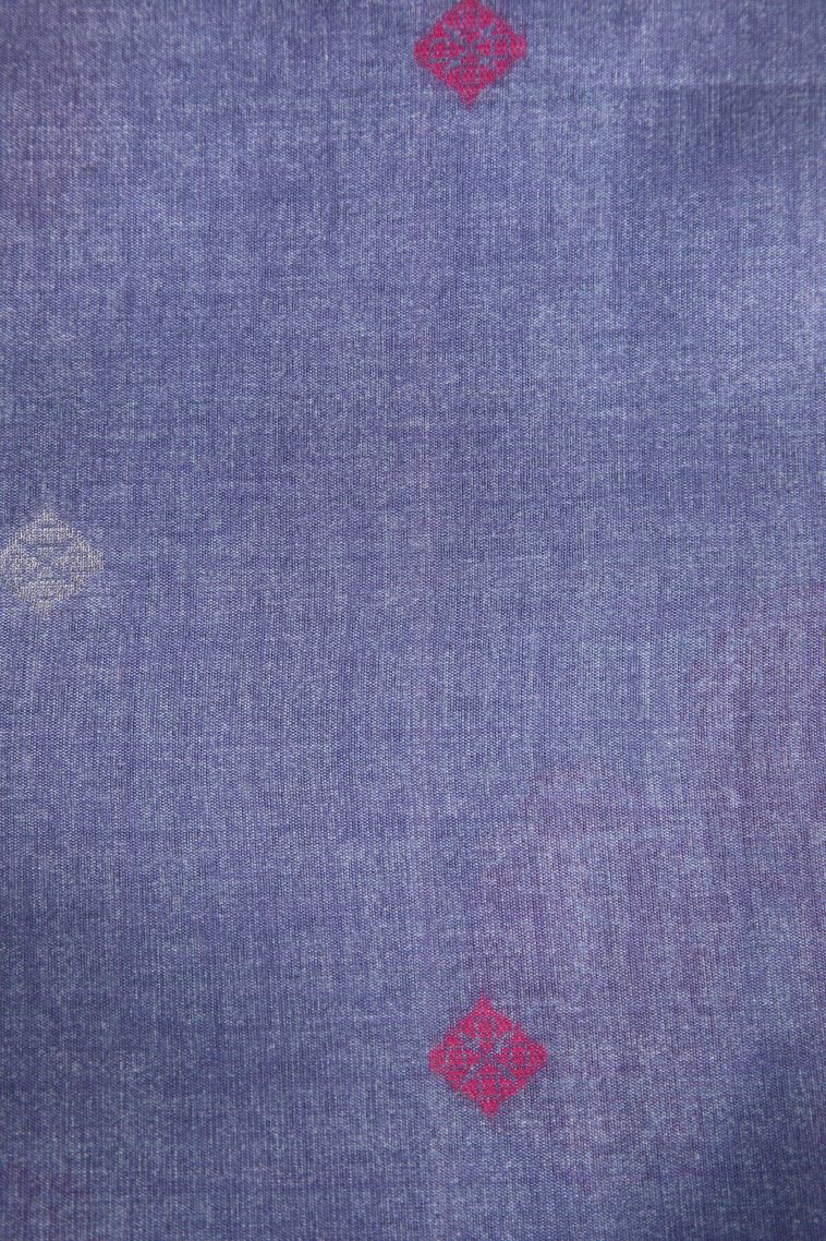 Mauve Purple Semi Tussar Silk with Silver Zari Stripes view 3