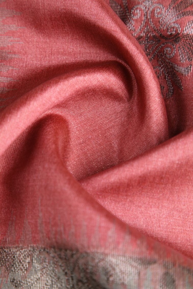 Gray Black Semi Tussar Silk with Antic Zari Floral Patterns view 4