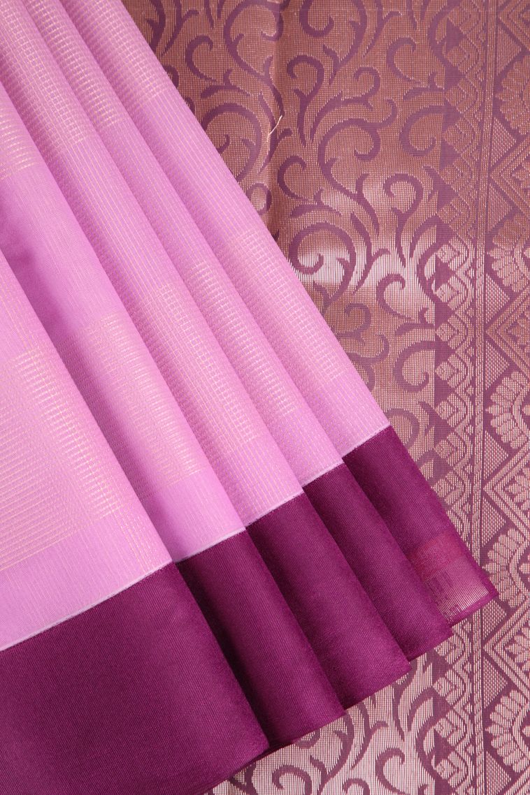 Ballet Pink Silk Cotton Sarees with Copper Zari Buttis (small Dots Or Motifs)