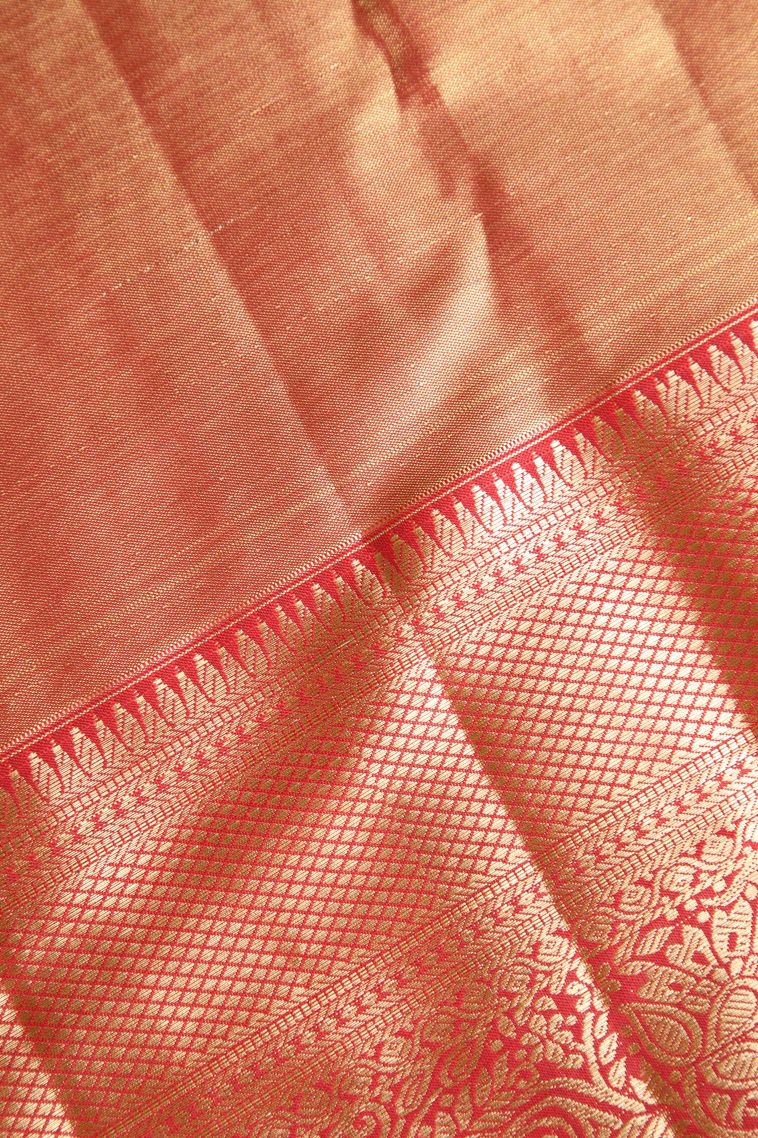 Candy Red Apoorva Silk Sarees with Silver Zari Kodi Pattern view 3