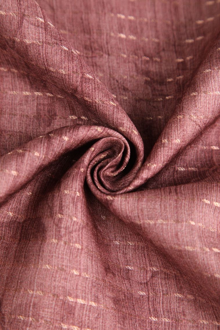 Blush Red Semi Tussar Silk Gold Zari with Floral Patterns view 4