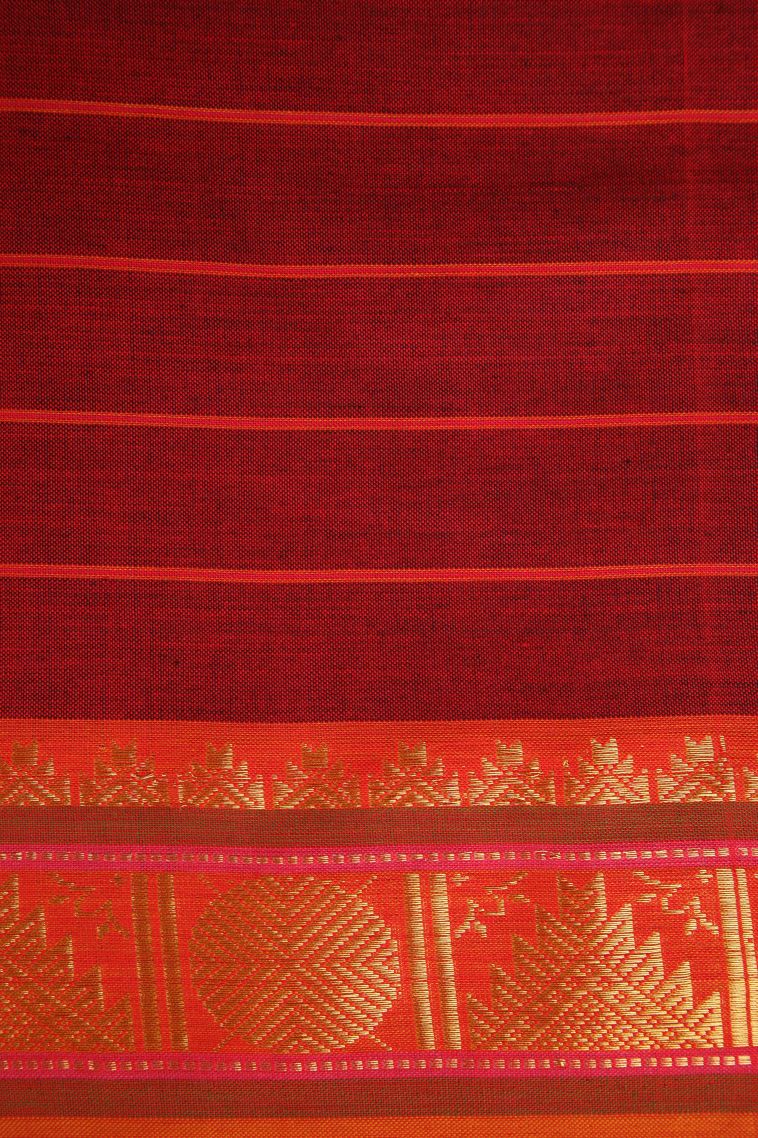 Cobalt Blue Poly Cotton Sarees Gold Zari with Checks view 3