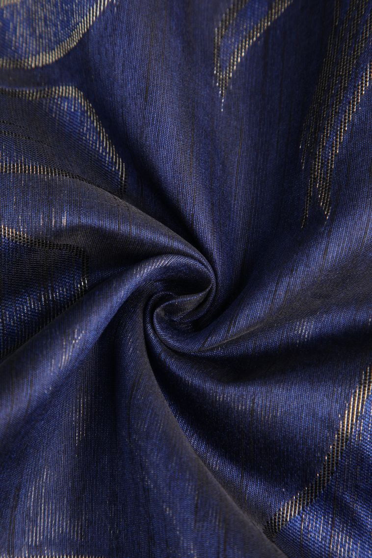 Admiral Blue Jute Sarees with Silver Zari Floral Patterns view 4