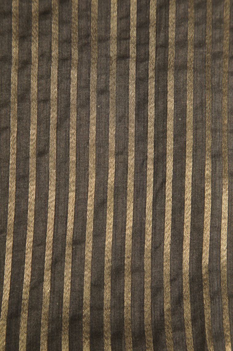 Sage Green Semi Raw Silk Printed Gold Zari with Zari Puttas view 3