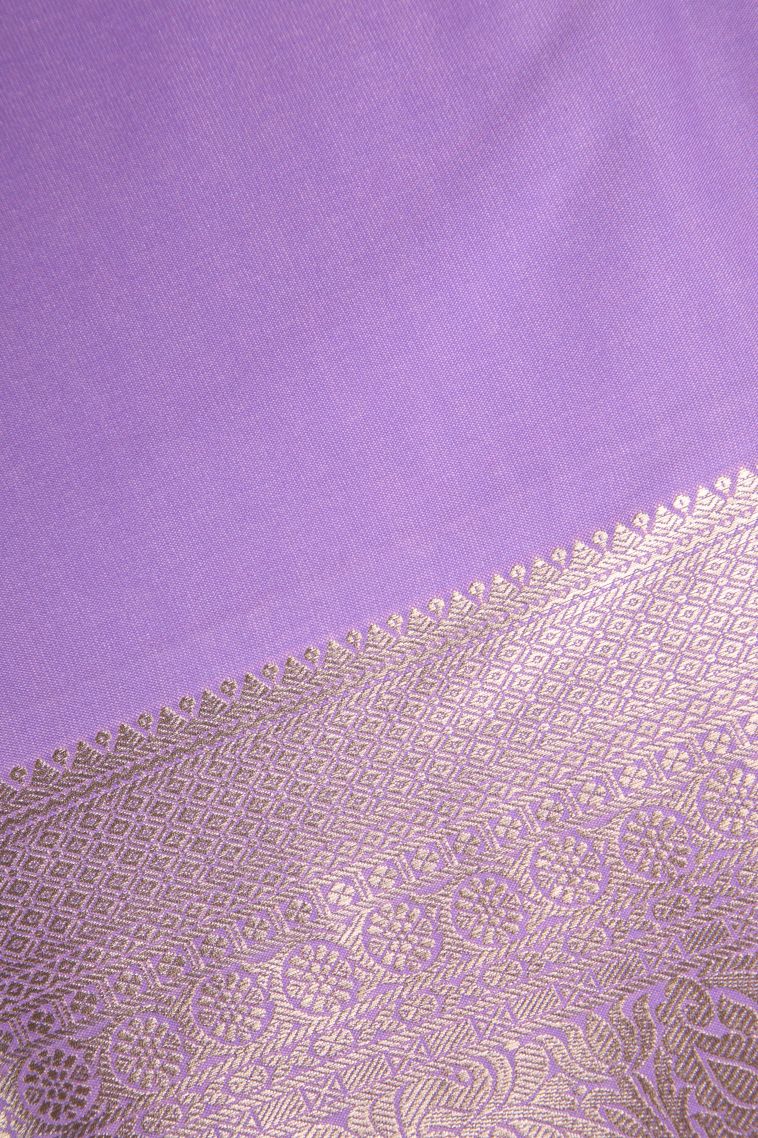 Periwinkle Purple Apoorva Silk Sarees Silver Zari with Floral Patterns view 3