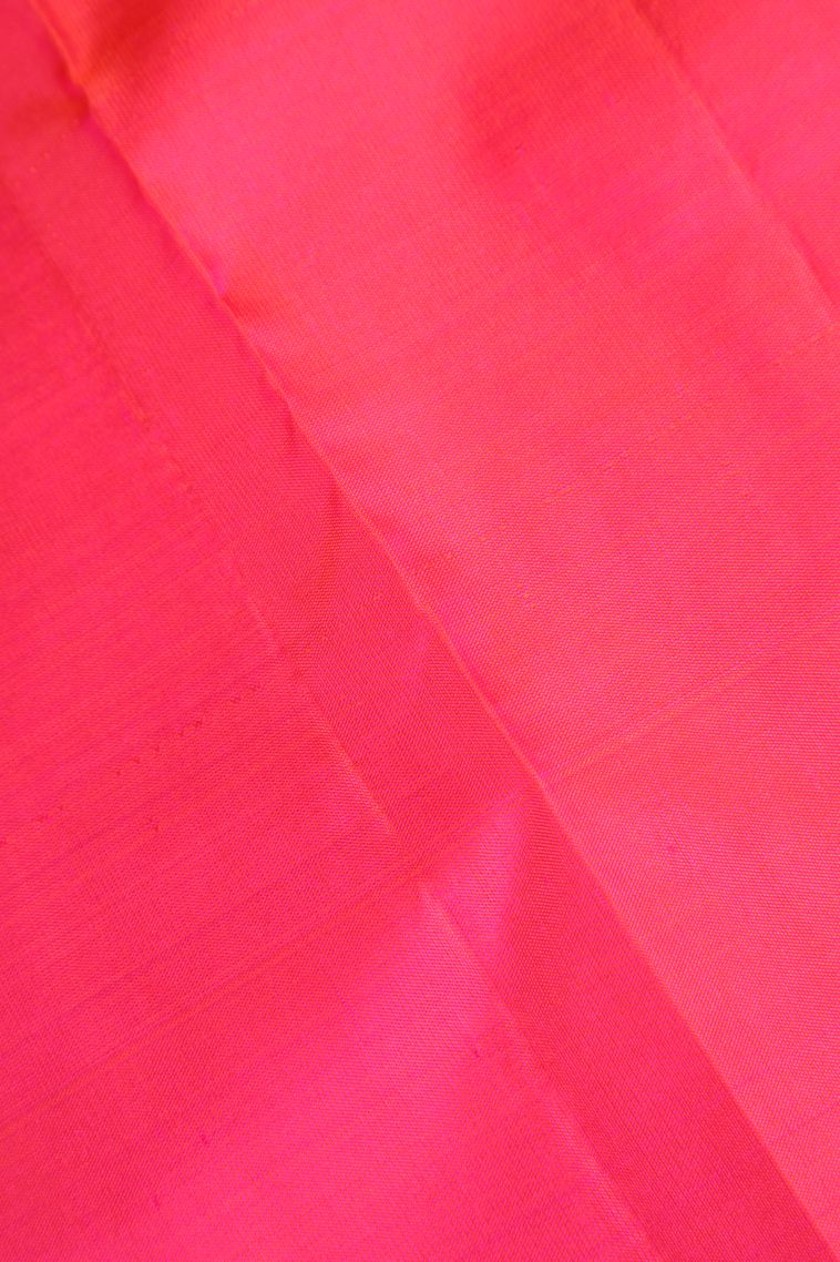 Strawberry Pink Soft Silk Saree with Gold Zari Checks view 3