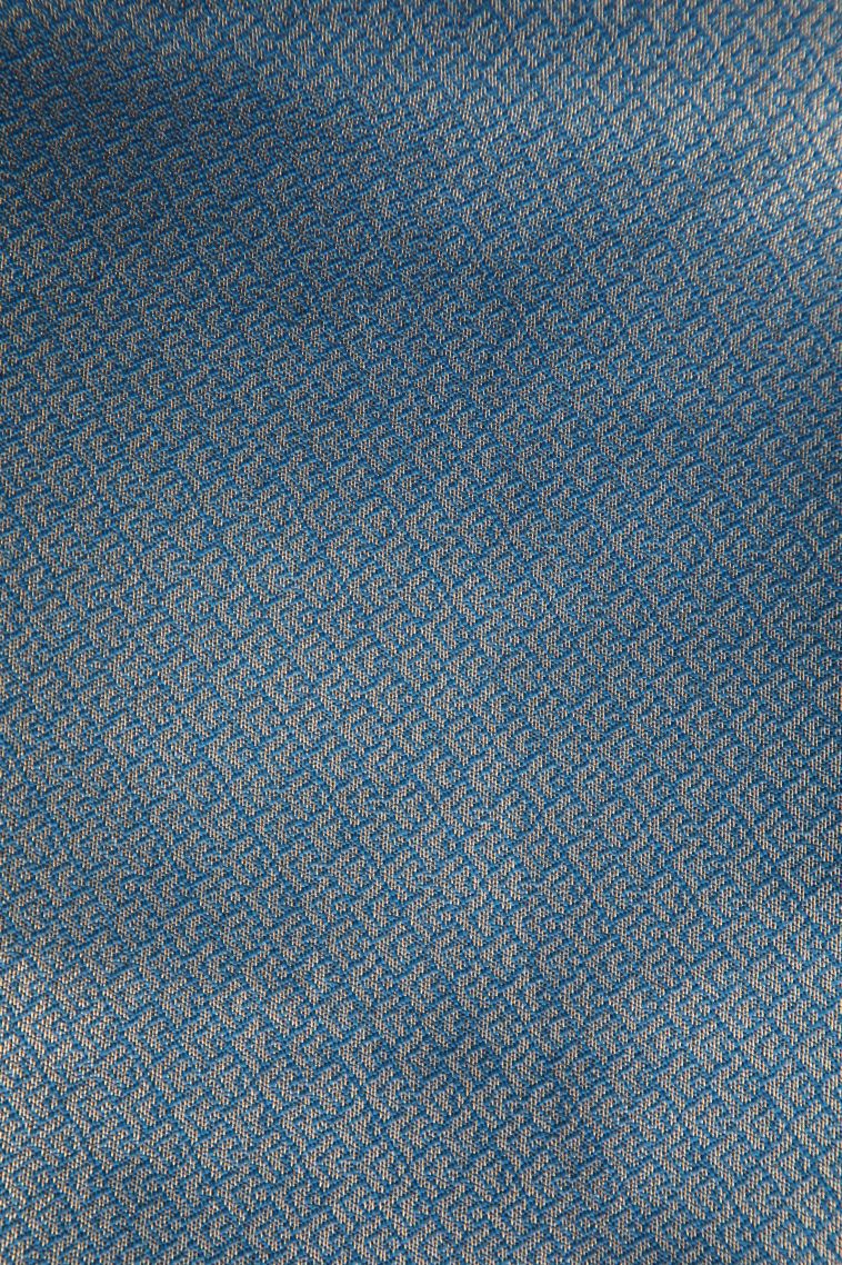 Stone Blue Raw Silk Sarees with Gold Zari Leaf Pattern view 3
