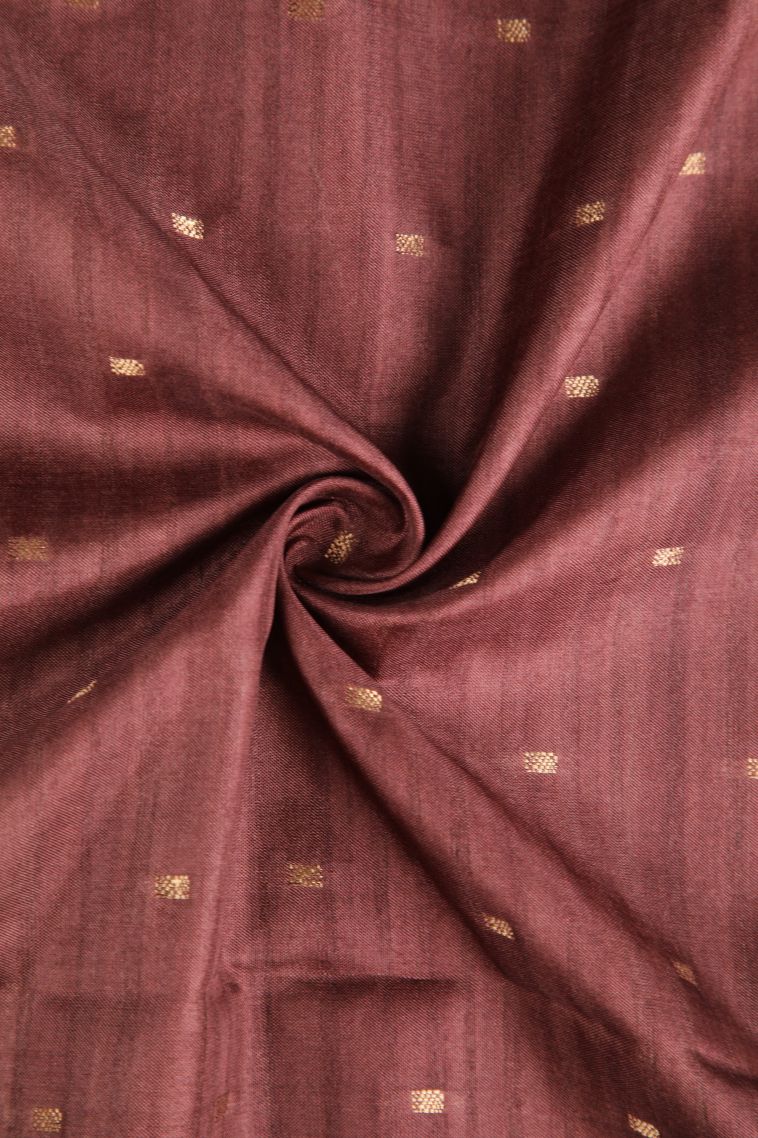 Blush Red Semi Raw Silk Printed Gold Zari with Zari Puttas view 4