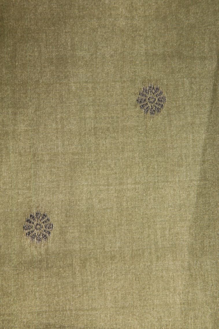 Sage Green Semi Tussar Silk with Antic Zari Tree Mottif view 3