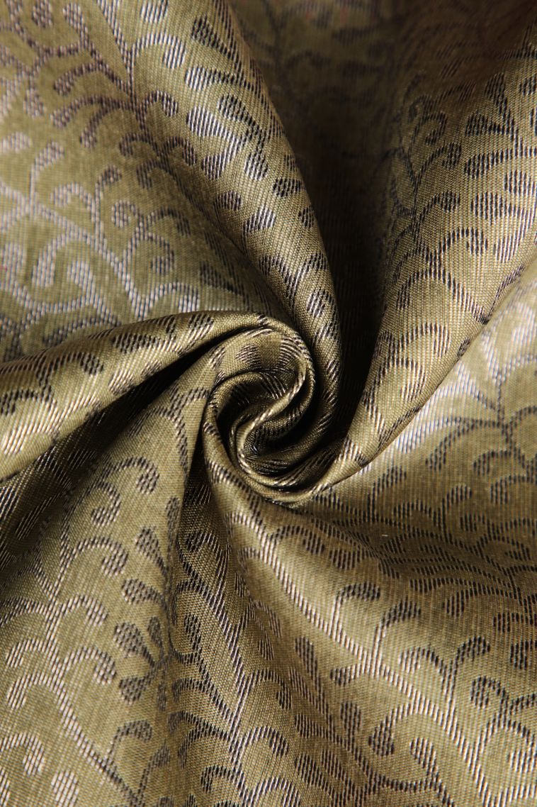 Sage Green Semi Tussar Silk with Antic Zari Tree Mottif view 4