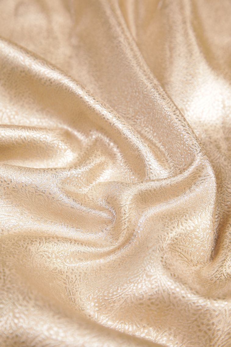 Vanilla Custard Yellow Apoorva Silk Sarees with Silver Zari Buttis (small Dots Or Motifs) view 4