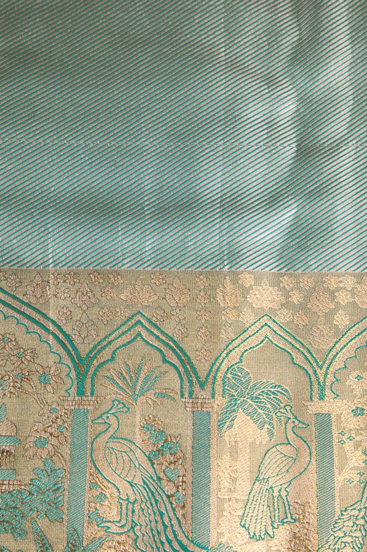 Vanilla Custard Yellow Apoorva Silk Sarees with Silver Zari Buttis (small Dots Or Motifs) view 3