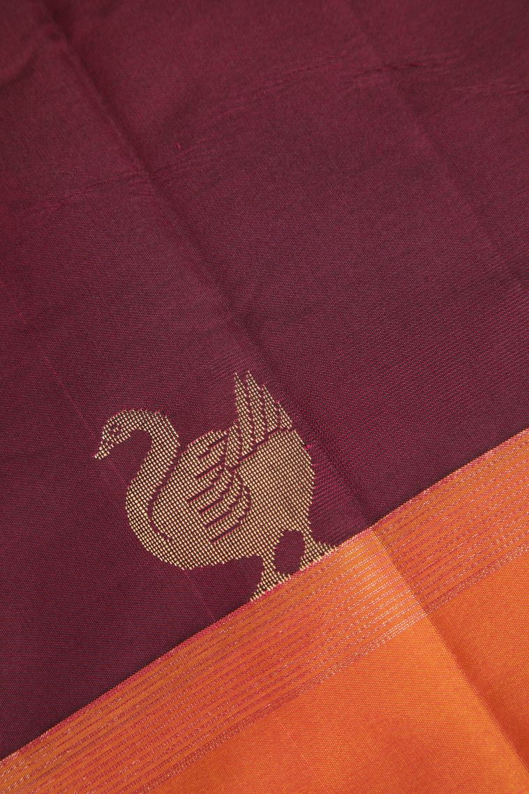 Ruby Red Arani Silk Sarees Gold Zari with Buttis (small Dots Or Motifs) view 3