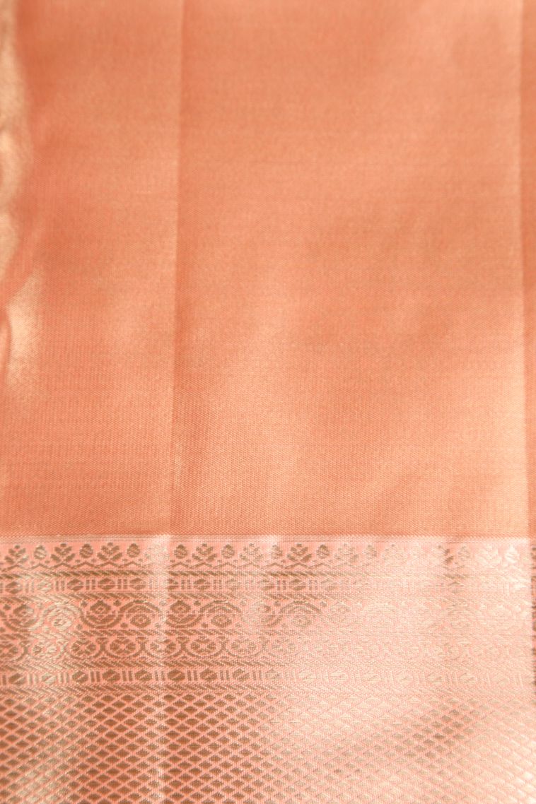 Flamingo Pink Apoorva Silk Sarees with Gold And Silver Zari Floral Patterns view 3