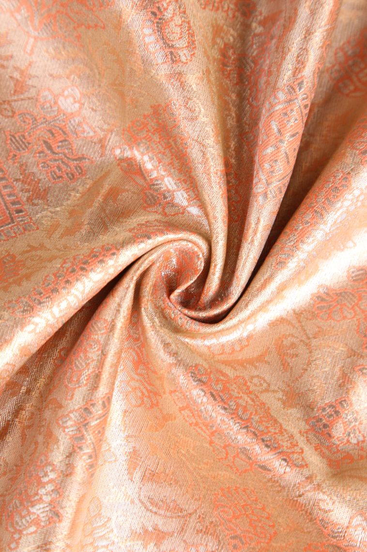 Flamingo Pink Apoorva Silk Sarees with Gold And Silver Zari Floral Patterns view 4