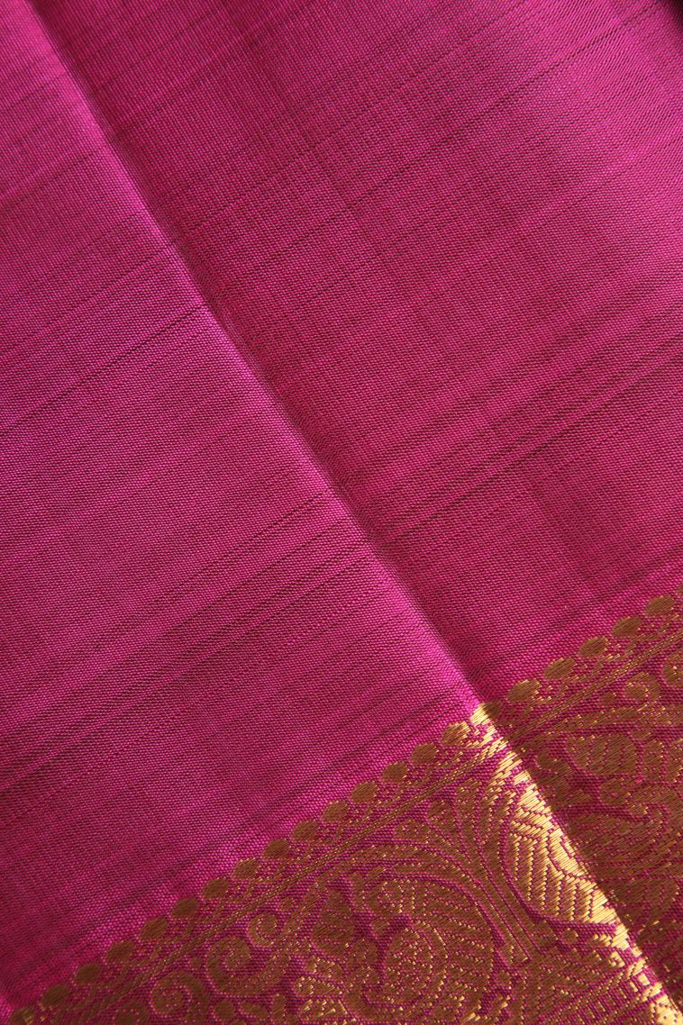 Basil Green Kanchipuram Silk Sarees with Gold Zari Peacock And Rudhractam view 3