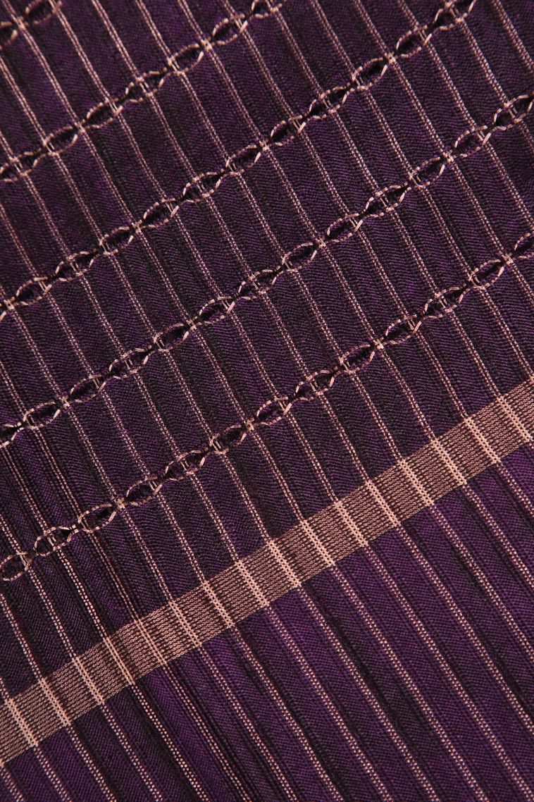 Viola Purple Semi Tussar Silk Gold Zari with Kodi Pattern view 3