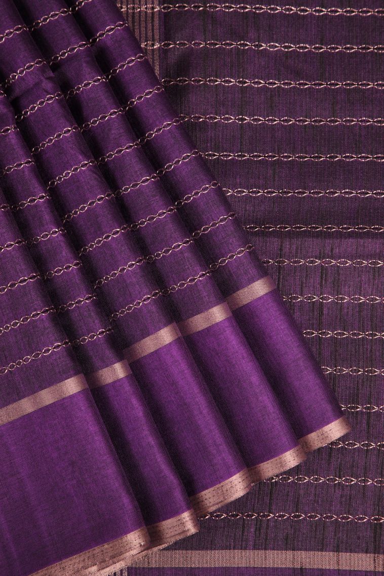 Viola Purple Semi Tussar Silk Gold Zari with Kodi Pattern