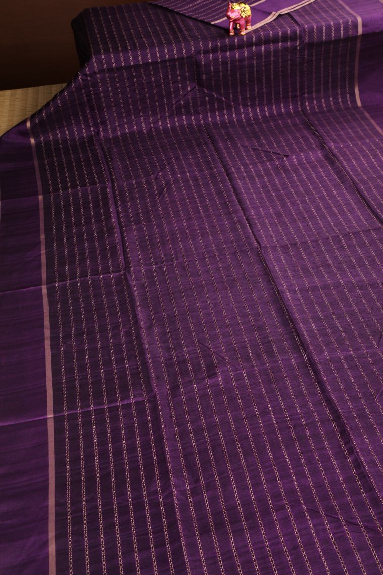 Viola Purple Semi Tussar Silk Gold Zari with Kodi Pattern view 2