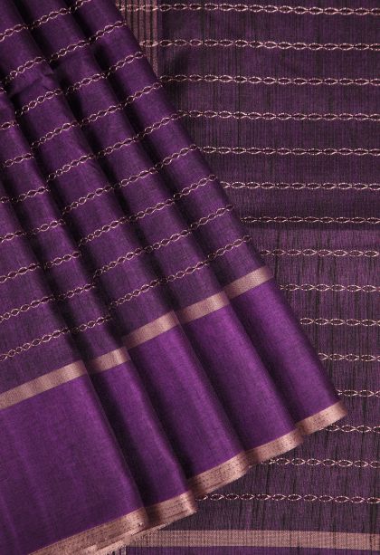 Viola Purple Semi Tussar Silk Gold Zari with Kodi Pattern