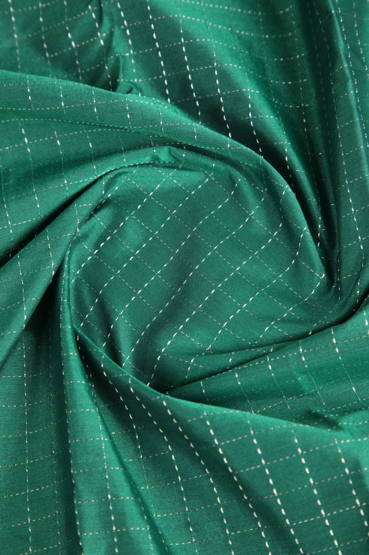 Teal Blue Arani Silk Sarees Silver Zari with Checks view 4