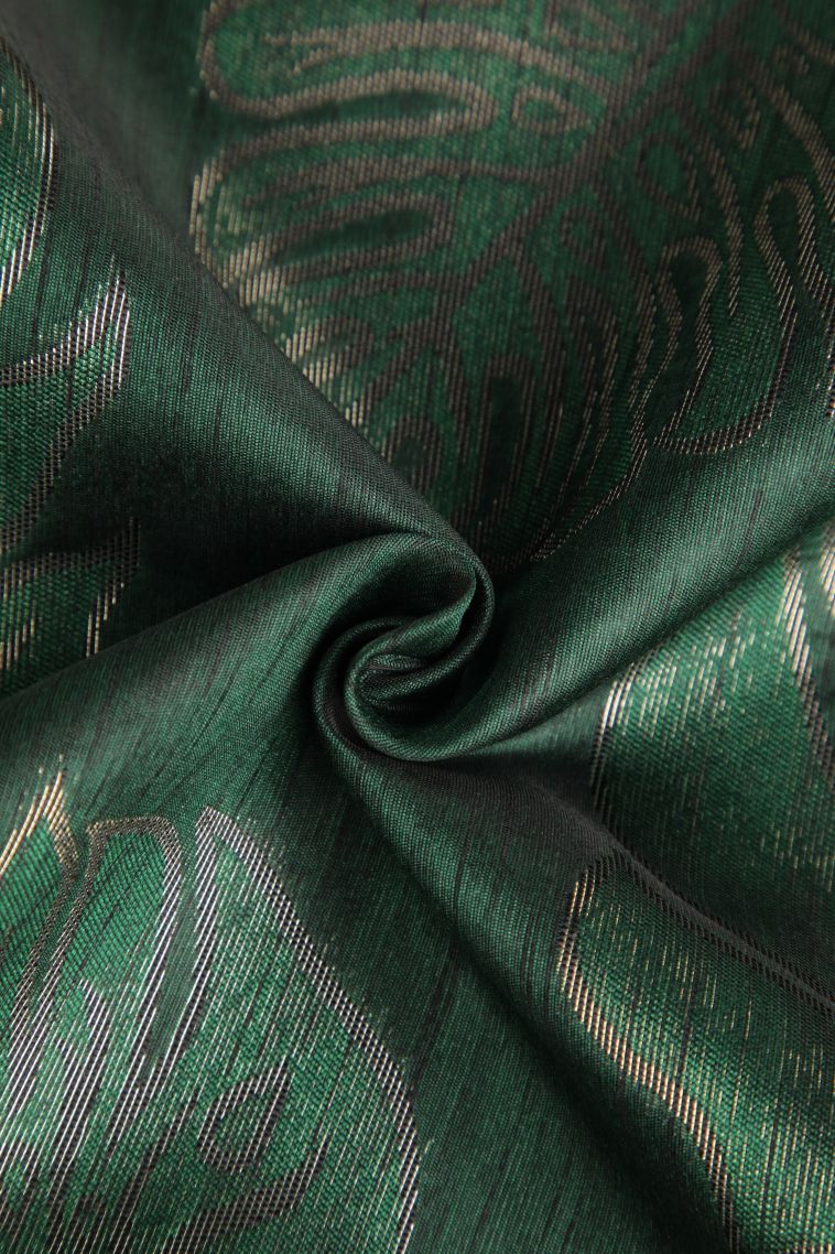 Seaweed Green Jute Sarees with Silver Zari Floral Patterns view 4