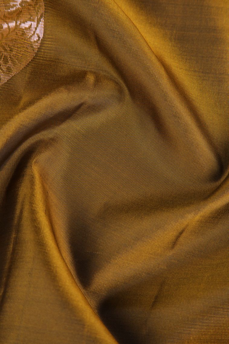 Rich Gold Soft Silk Saree Copper Zari with Floral Puttas view 4
