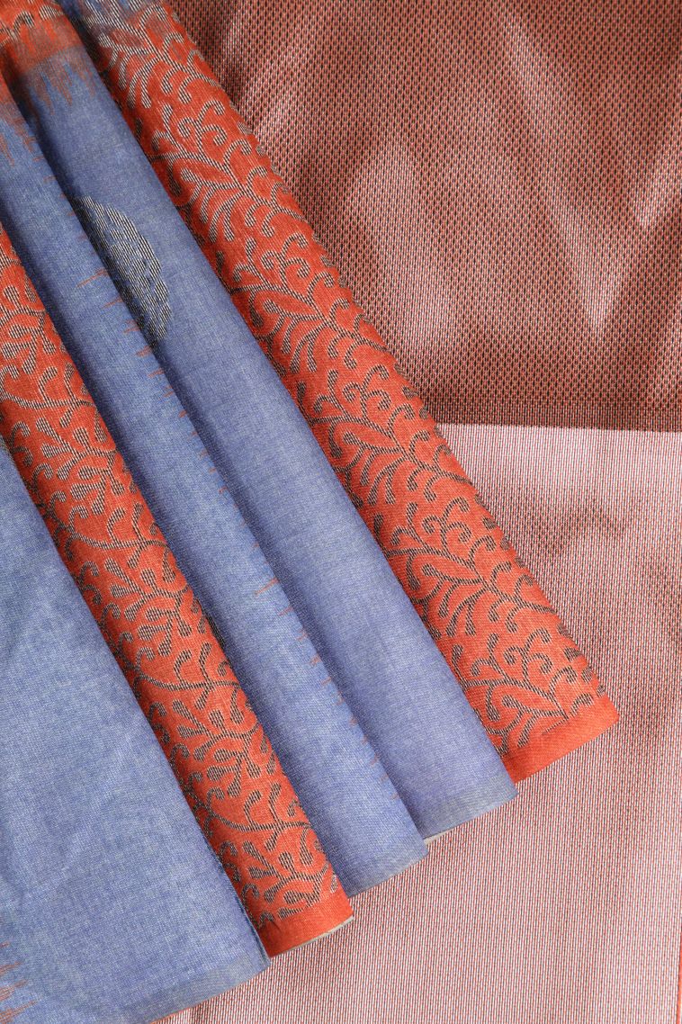 Candy Orange Semi Tussar Silk with Antic Zari Tree Mottif