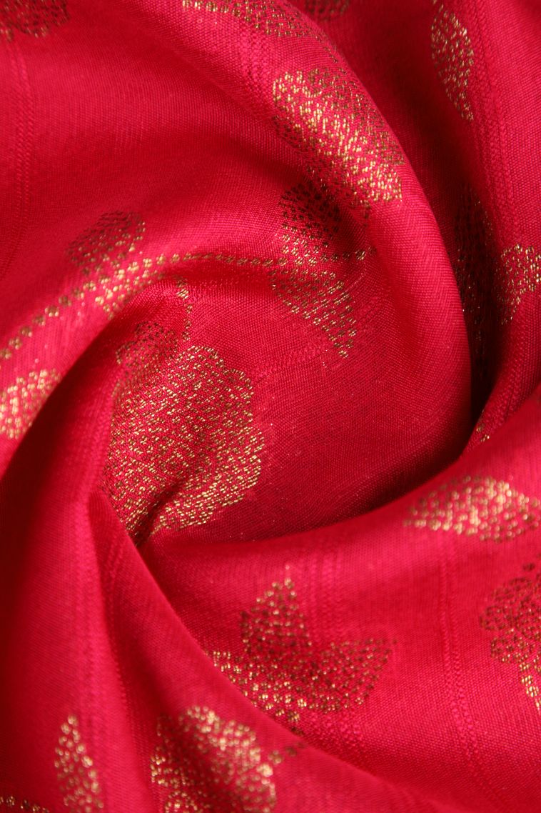 Punch Pink Banaras Sarees Antic Zari with Floral Puttas view 4