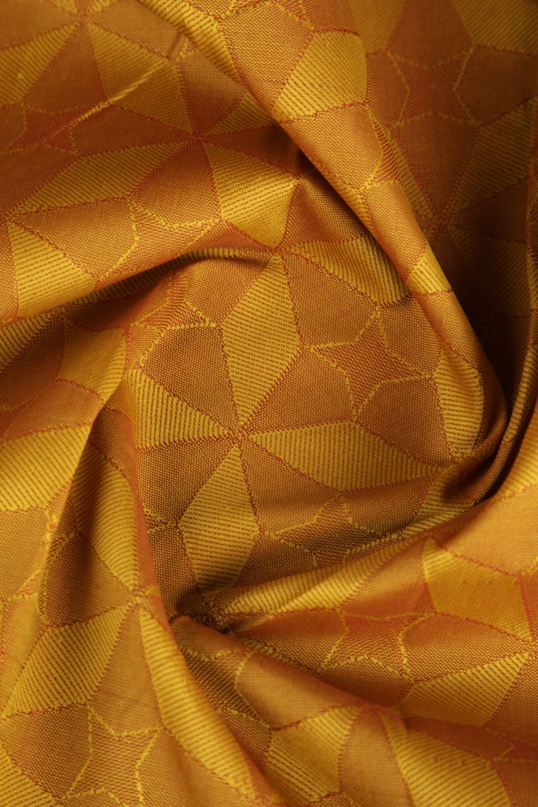 Lemon Yellow Visiri Madippu Silk Sarees Copper Zari with Geometric Shapes view 4