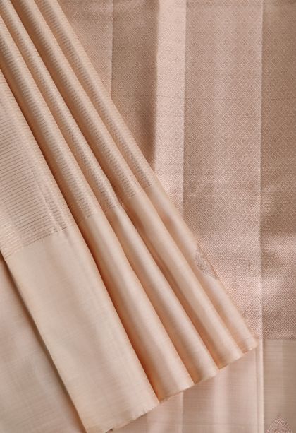 Coconut White Kanchipuram Silk Sarees with Gold Zari Checks