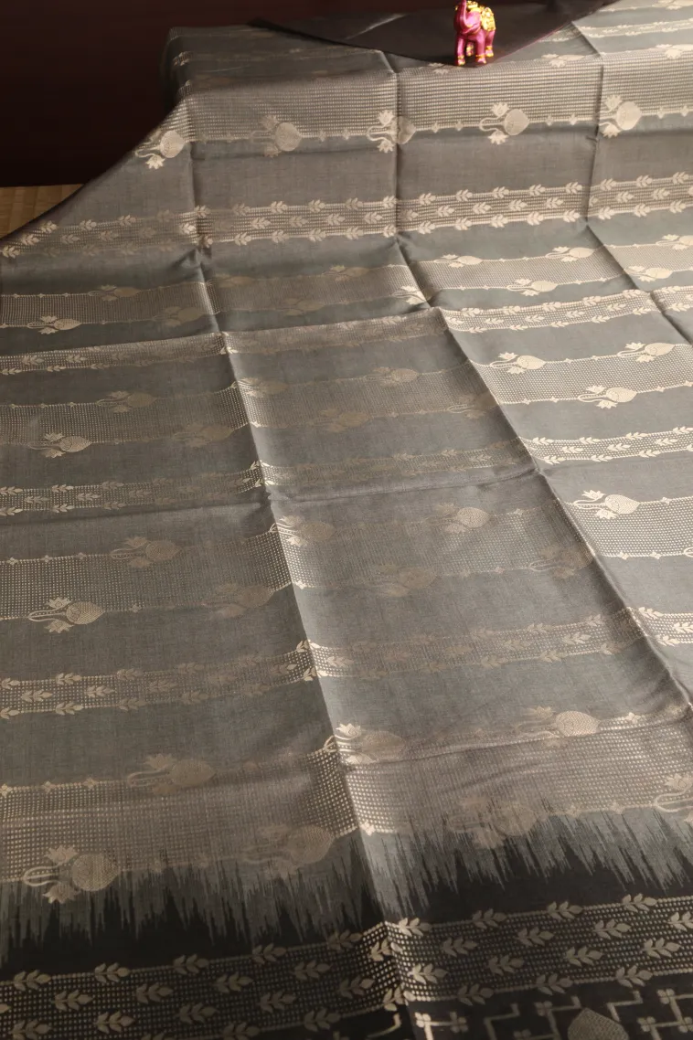Tortilla Brown Tussar Saree with Antic Zari Floral Patterns view 2