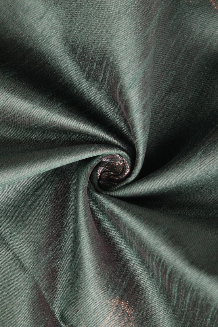 Bottle Green Raw Silk Sarees with Copper Zari Puttas view 4