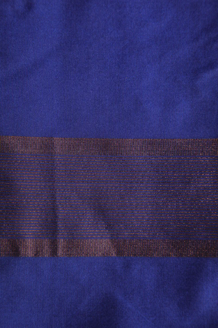 Cerulean Blue Arani Silk Sarees with Gold Zari Small Checks Pattern view 3