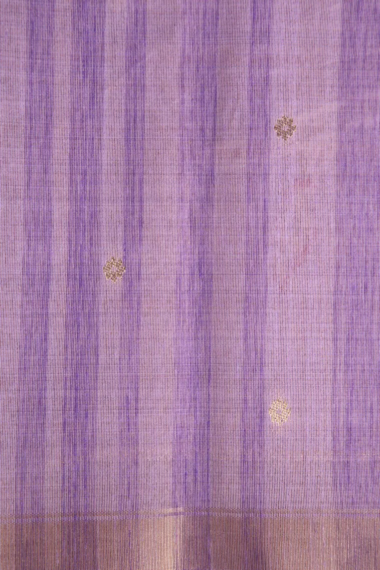 Lavender Purple Jute Sarees Without Zari With Stone Work view 3
